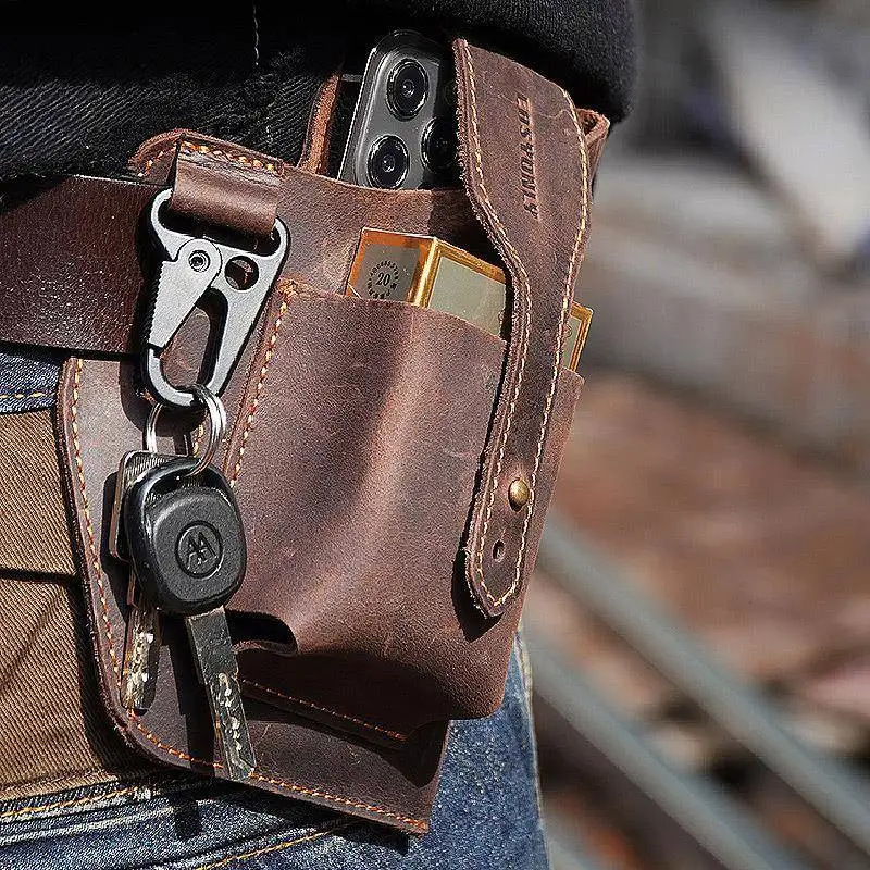 vertical-leather-mobile-phone-waist-bag-men's-retro-style-hanging-waist-portable-phone-pouch-american-vintage-style