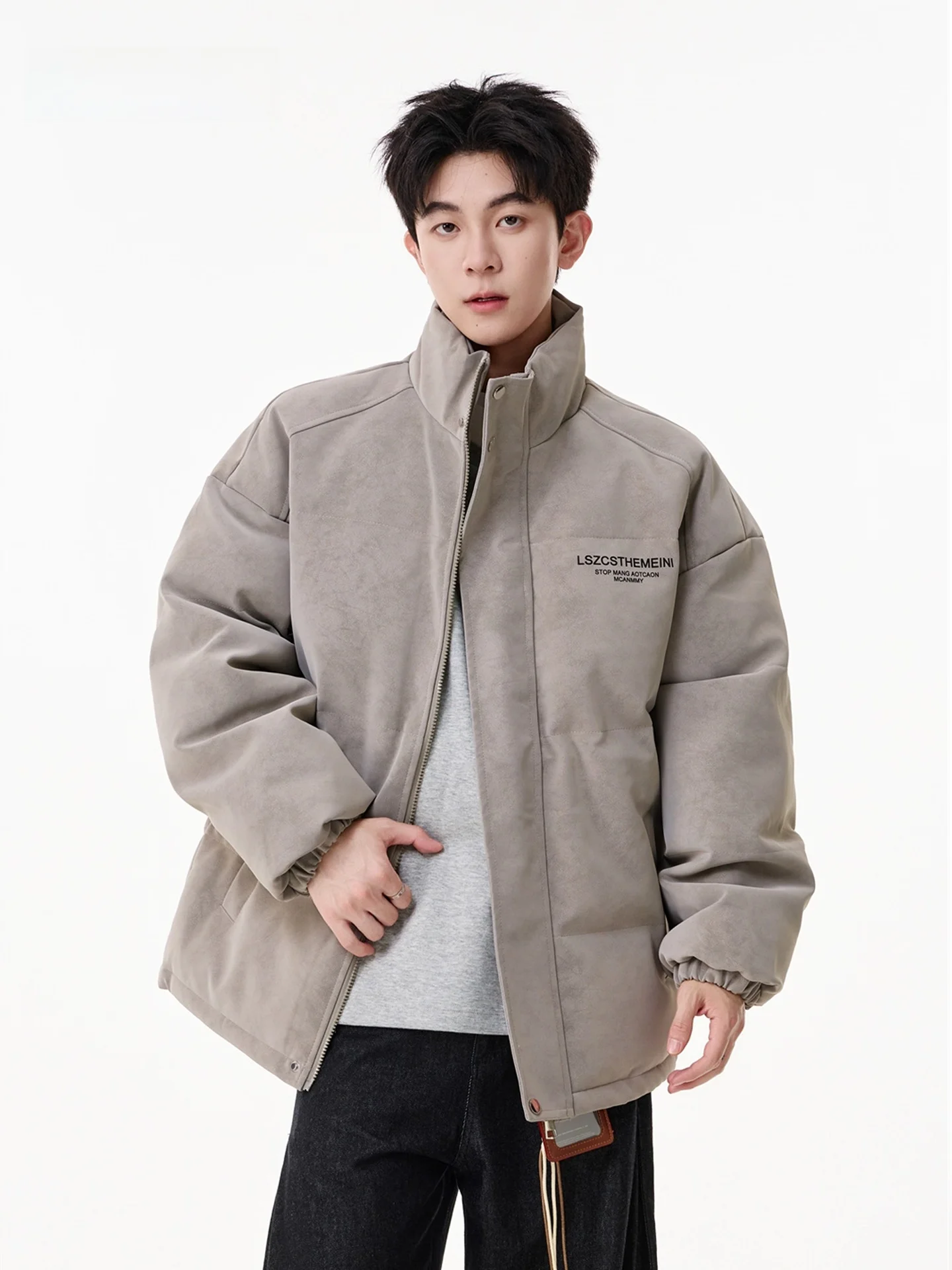 Американское хлопковое пальто с окрашенным буквенным воротником из искусственной кожи, хлопковое пальто для мужчин и женщин, зимнее пальто для мужчин и женщин, ветрозащитная застежка-молния