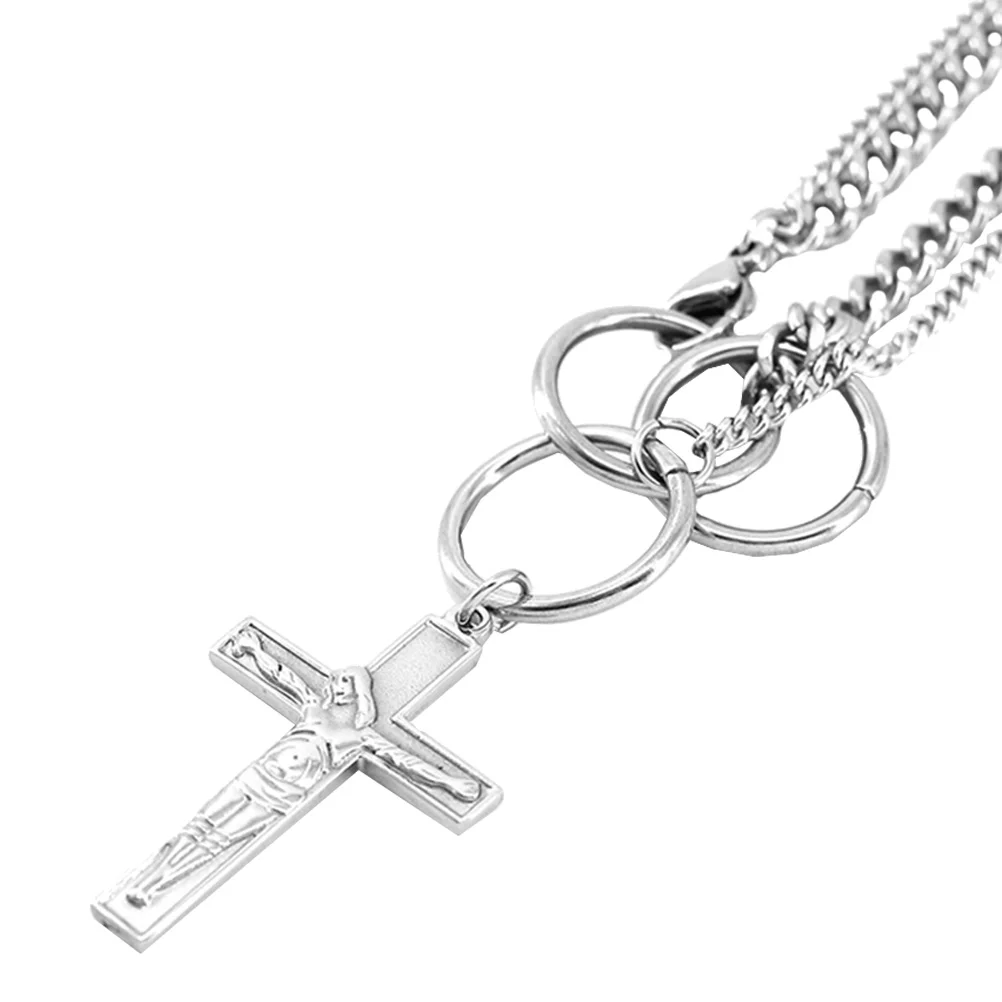 

Cross Pendant Necklace Titanium Steel Hip Hop Jewelry Male Choker Stylish Chain Non Fading Anti Rust Unique Gift