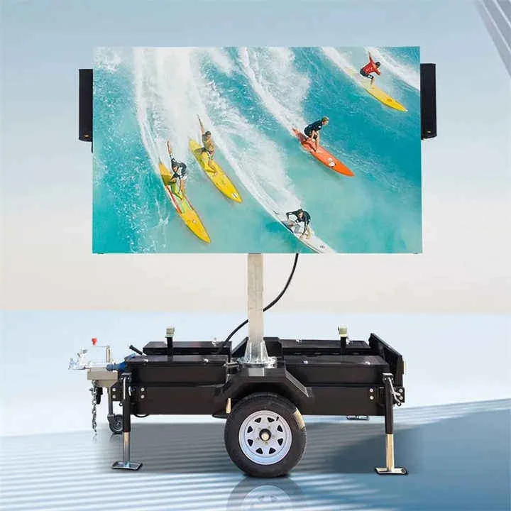 Outdoor Mobile Trailer Truck Van P3/P4/P5 LED Display Screen IP65 Waterproof 5000cd Brightness Advertising Video Black