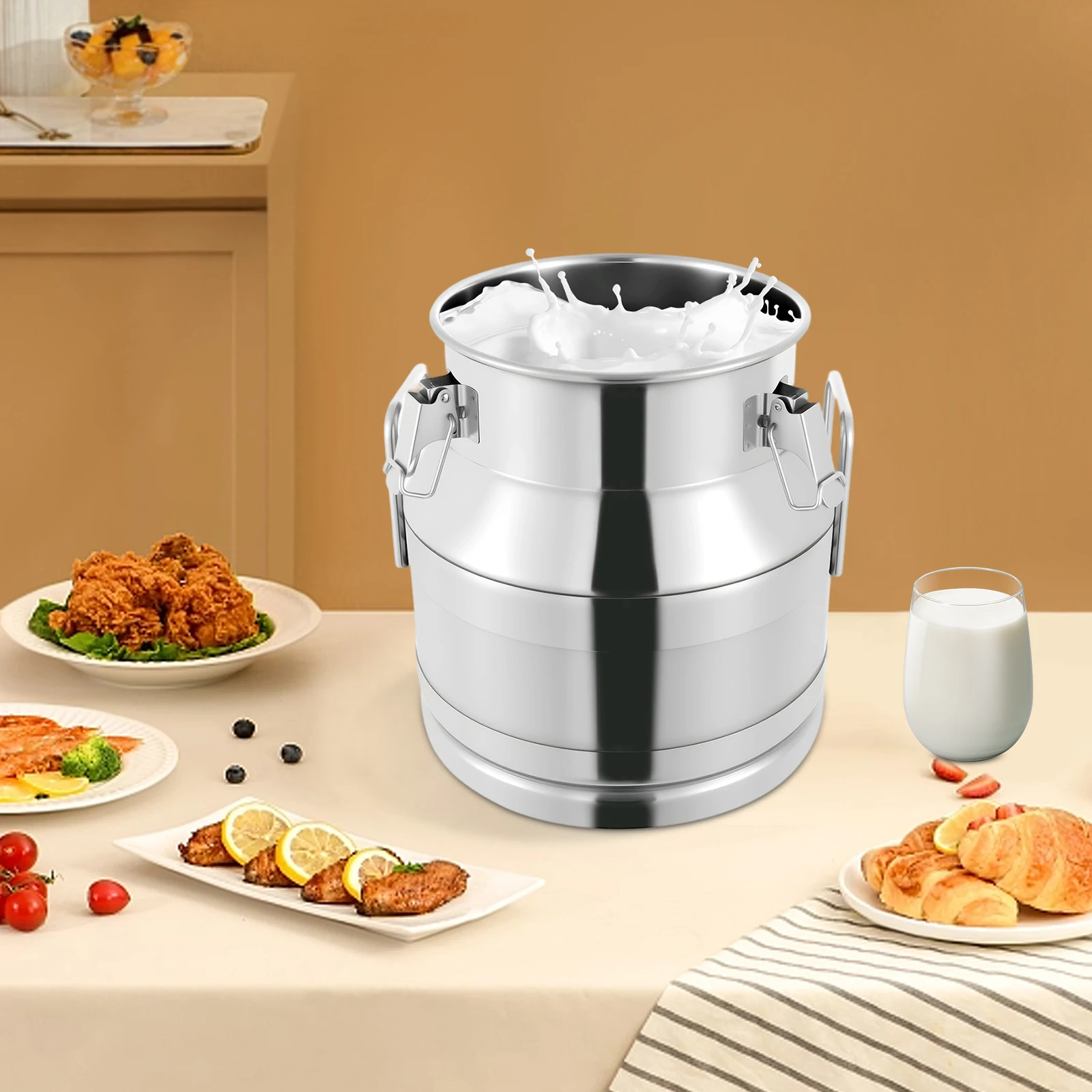 

20L Milk Can 201 Non-magnetic Stainless Steel Food Storage Barrel Large-capacity Sealed Tank