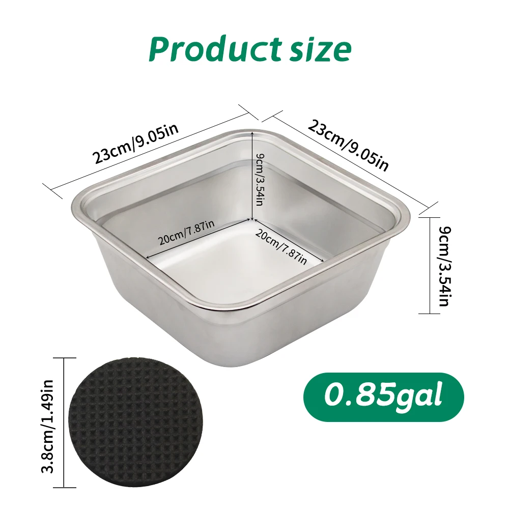 Mangkuk Multifungsi Stainless Steel untuk Mencuci Sayuran, Keranjang Tirisan Buah, Wadah Penyimpanan, Mangkuk Persegi, Tempat Makan Anjing