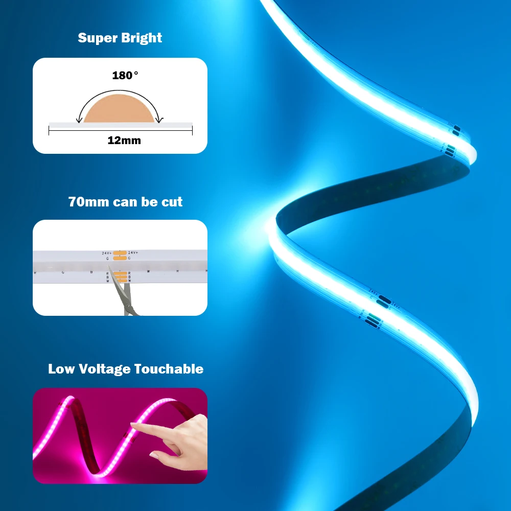 RGBWW RGBW COB LED Strip Light 24V 784LEDs/m Smart Bluetooth EU/UK/US/AU Plug Kit Flexible Adhesive RGB Tape Bar Room Decoration