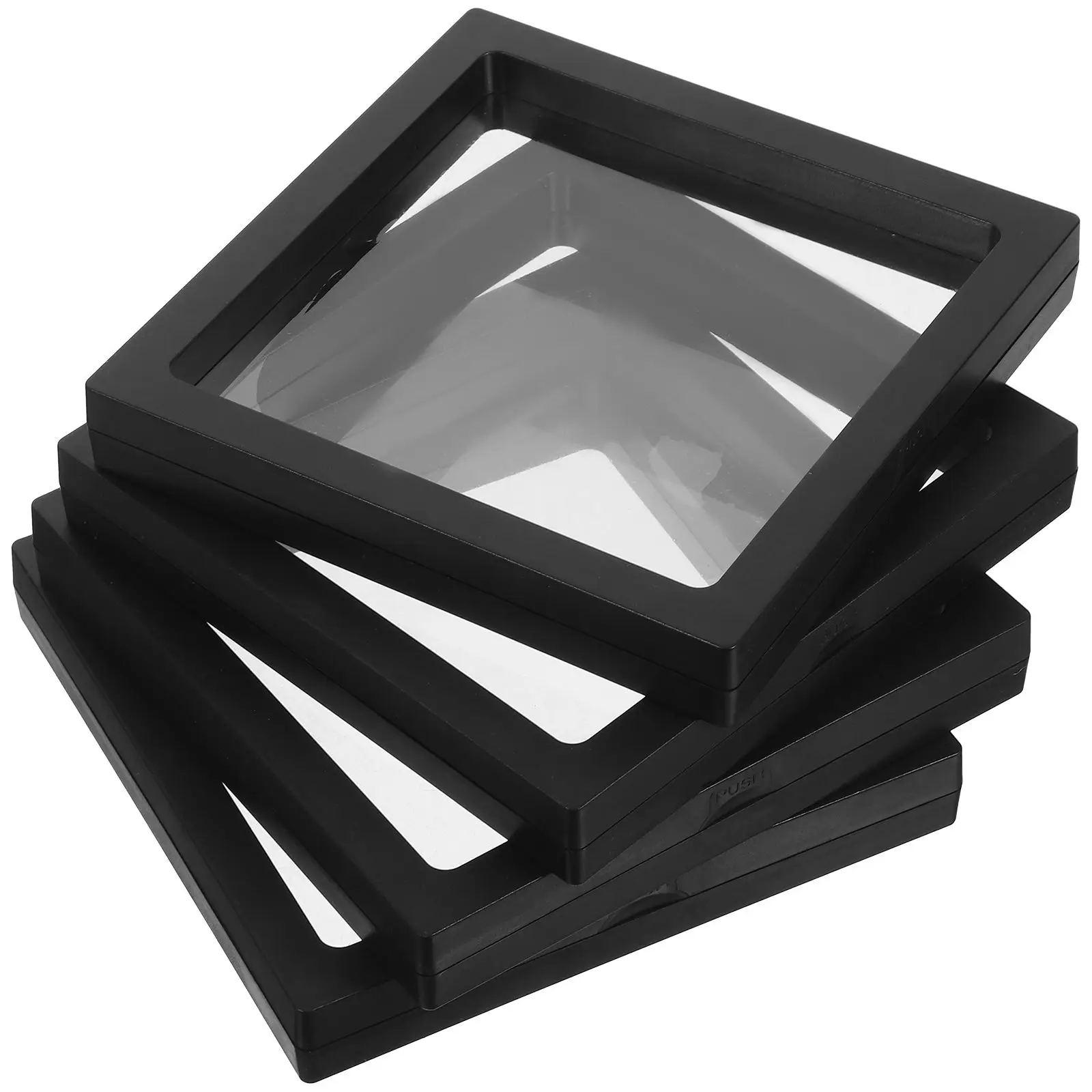 

4 Pcs 14x14cm PE Film Transparent Jewelry Display Rack Durable Floating Stand for Bracelet Ring Coin Collection