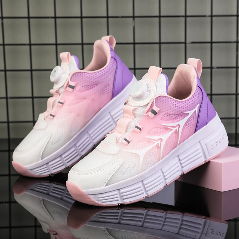 Roller Skating Men's And Women's Universal Double Row Roller Skates Casual Sneakers Fashion Outdoor Sneakers Boys Girls