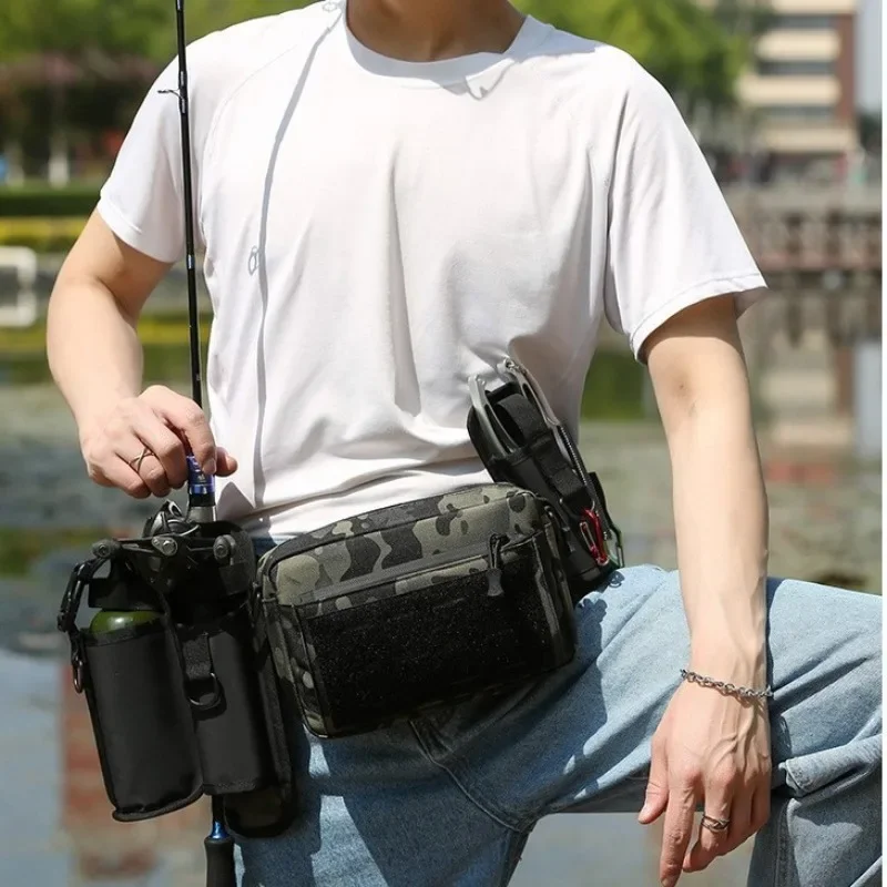 Outdoor waterproof tactical belt, men's functional Luya fanny pack, cycling camouflage Luya bag can be inserted