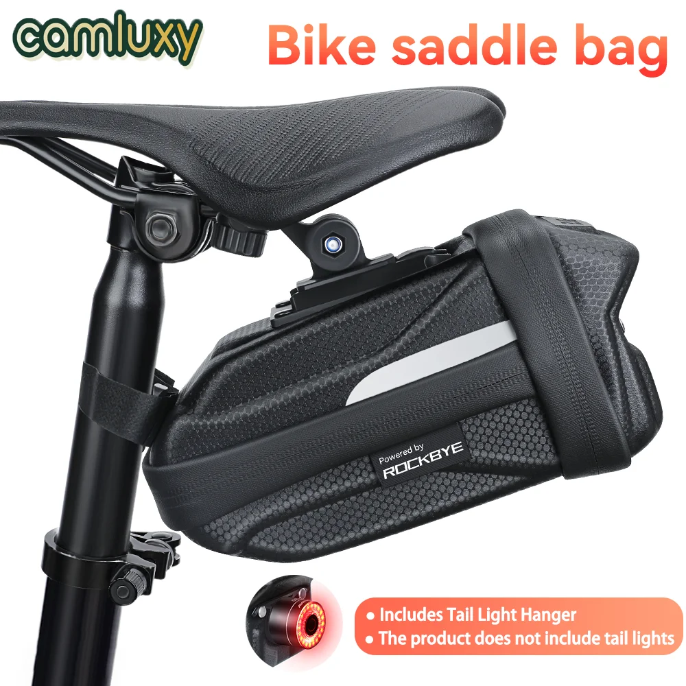 

Camluxy Bicycle Saddle Bag Shockproof MTB Road Bike Rear Seat Bags with Hard EVA Shell 2L Large Capatity Can Hang Tail Lights