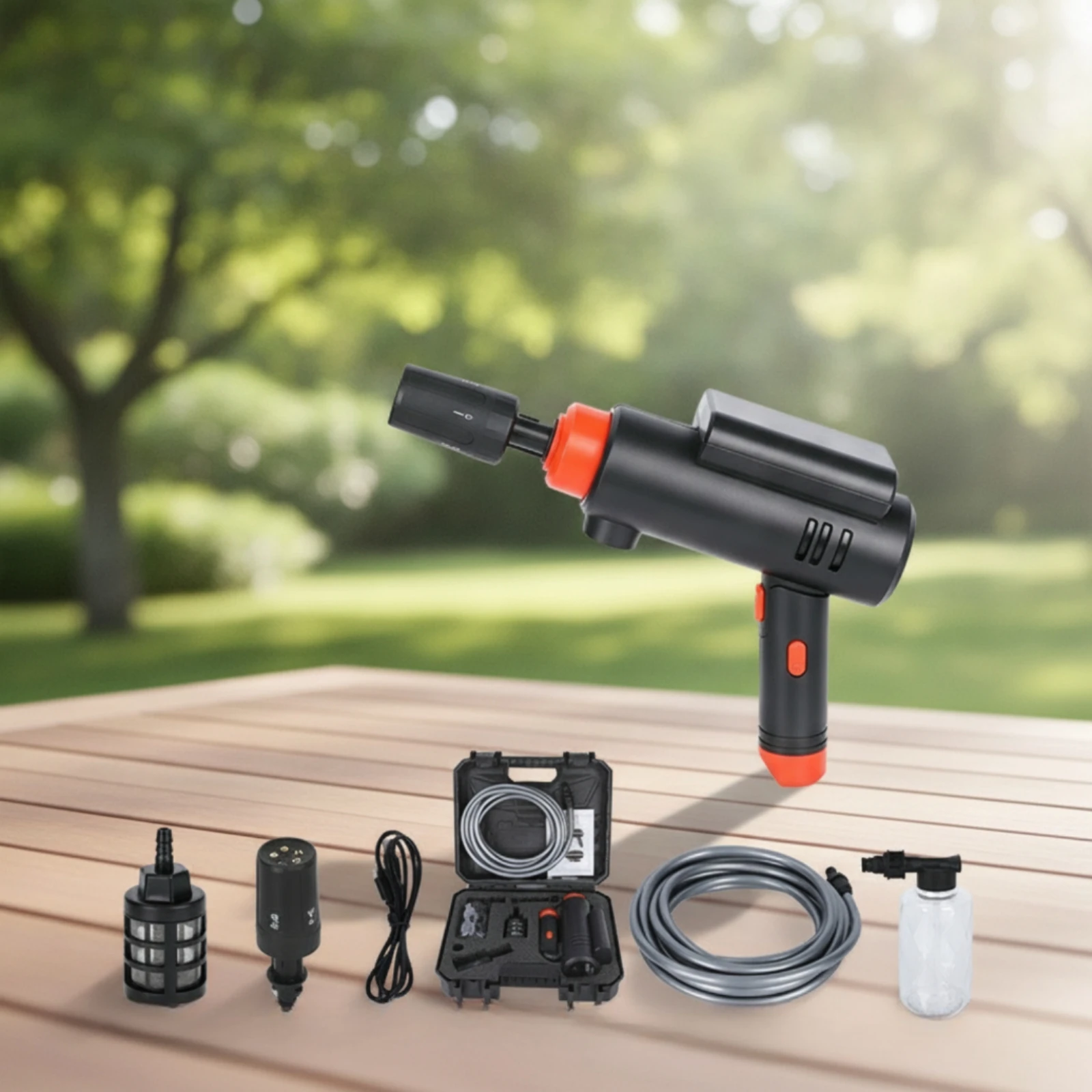Portable Power Washer Self-Priming Cordless Car Wash with Foam Bottle Portable Pressure Washer with Storage Case Versatile