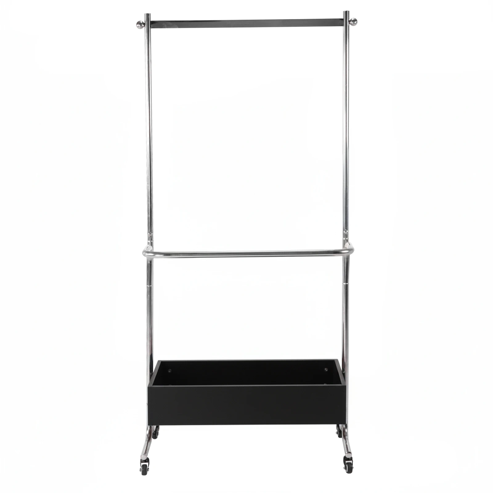 

Small Clothes Rack With Wooden Storage Box Removable Floor Coat Rack Stainless Steel for Hanging Clothes Garment Wallets Hats
