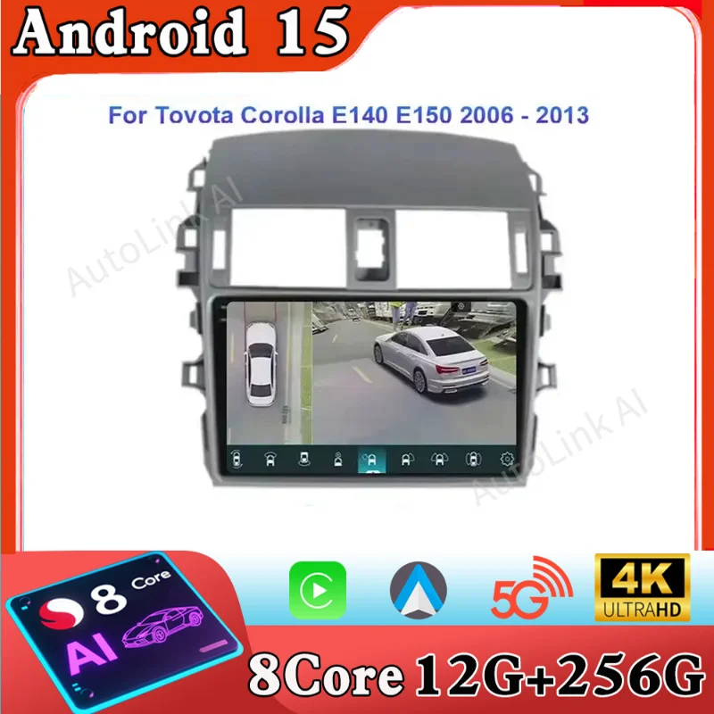 

Автомобильный радиоприемник Android 15 Carplay для Toyota Corolla 10 E140 E150 2006-2013 навигация GPS стерео Unit Android Auto без 2din 4G + Wi-Fi