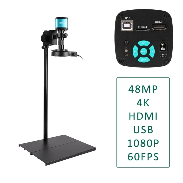HD H-D-M-I USB Microscope For Soldering Electronics Microscope 150X Zoom C-Mount Lens 48MP 4K Industrial Camera