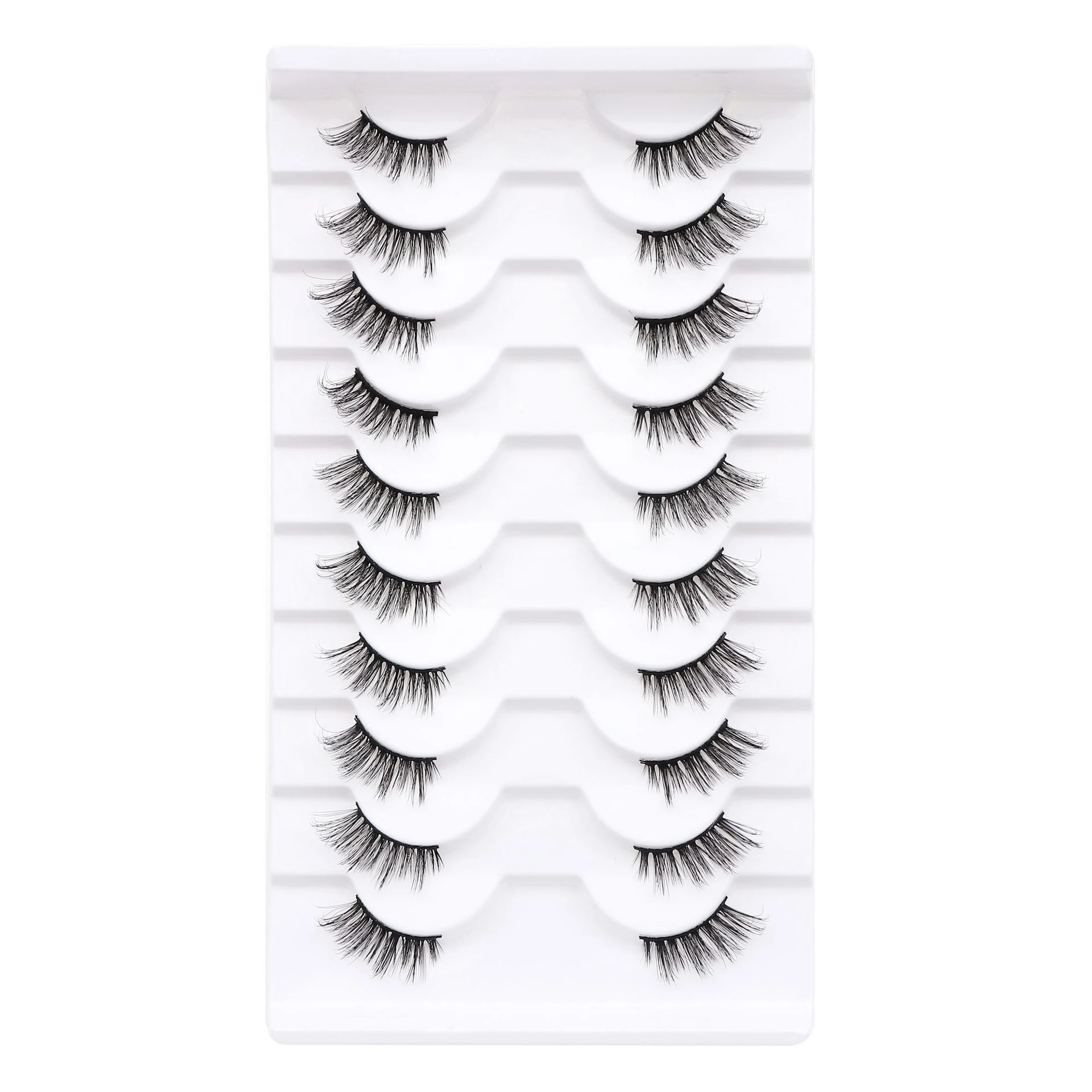 

5 Tray/Bages Half Fox 3D Corner cotton black steam lightweight eyelashes extention With Custom Packaging Logo