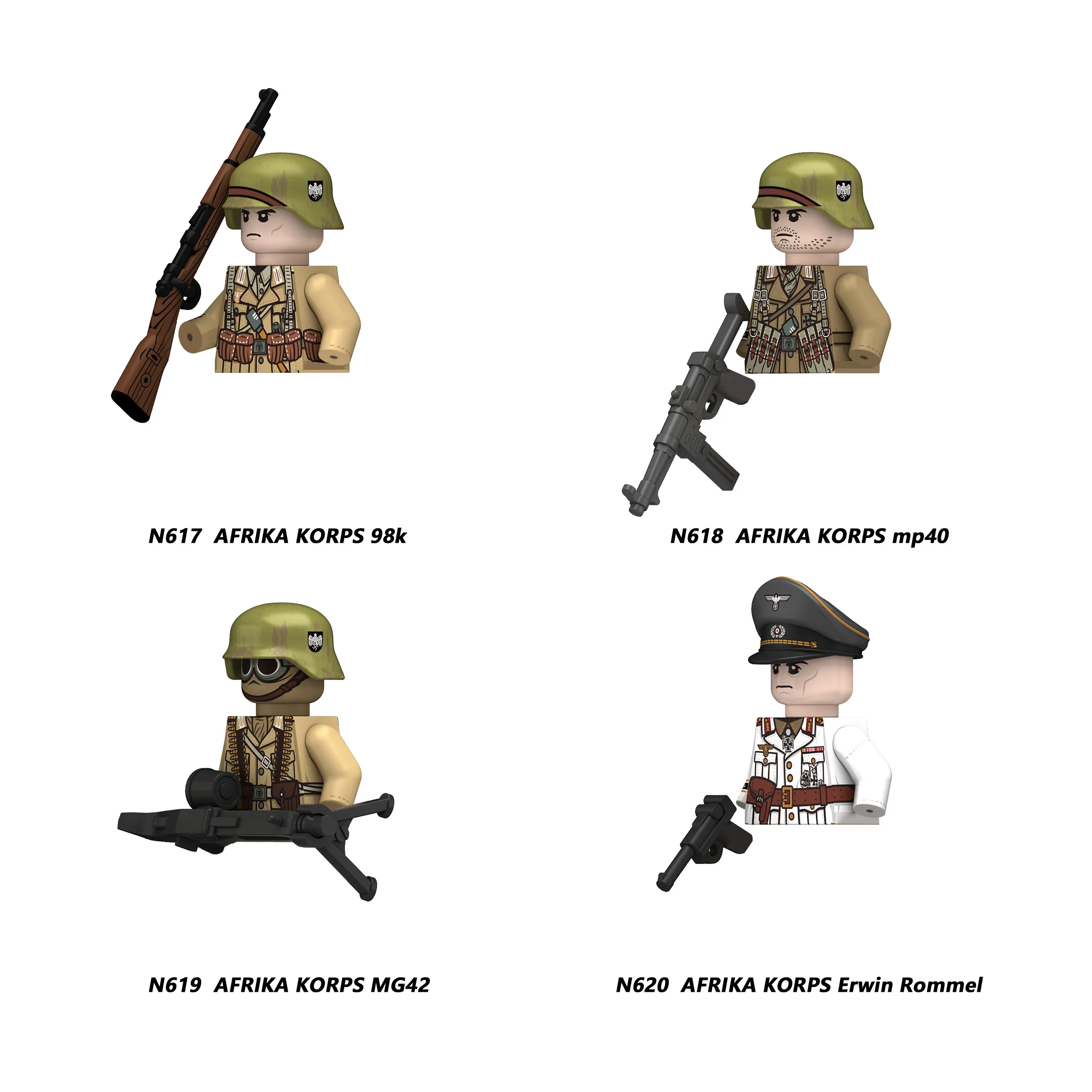 New Ww2 Wars Military Army North Africa Soldier Minifigure 98K Armas Models Kids Toys Building Blocks Gift Boys Girls Juguetes