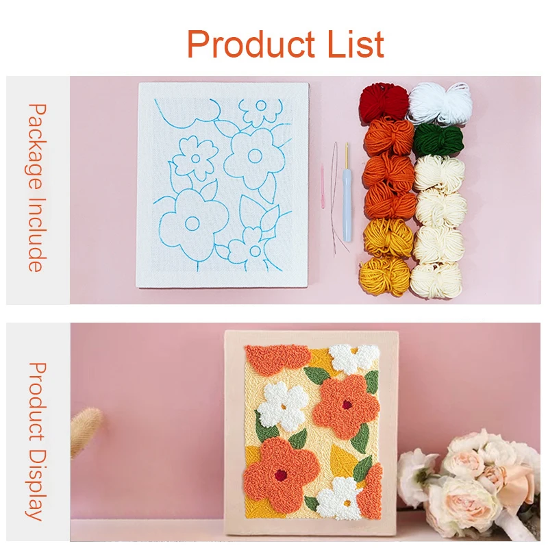 Cute Cat Lazy Punch Needle Embroidery Kit Handcrafted Wool Poke Embroidery Painting Set Housewarming Gift For Home Wall Decor