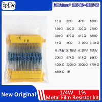 300PCS/LOT 1/4W Metal Film Resistor Kit 1% Resistor Assorted Kit Set 10R -1M Ohm Resistance Pack 30 Values each 10 pcs