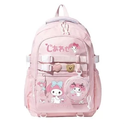 Kuromi-mochila impermeable de Hello Kitty para mujer, morral Escolar de viaje, para adolescentes