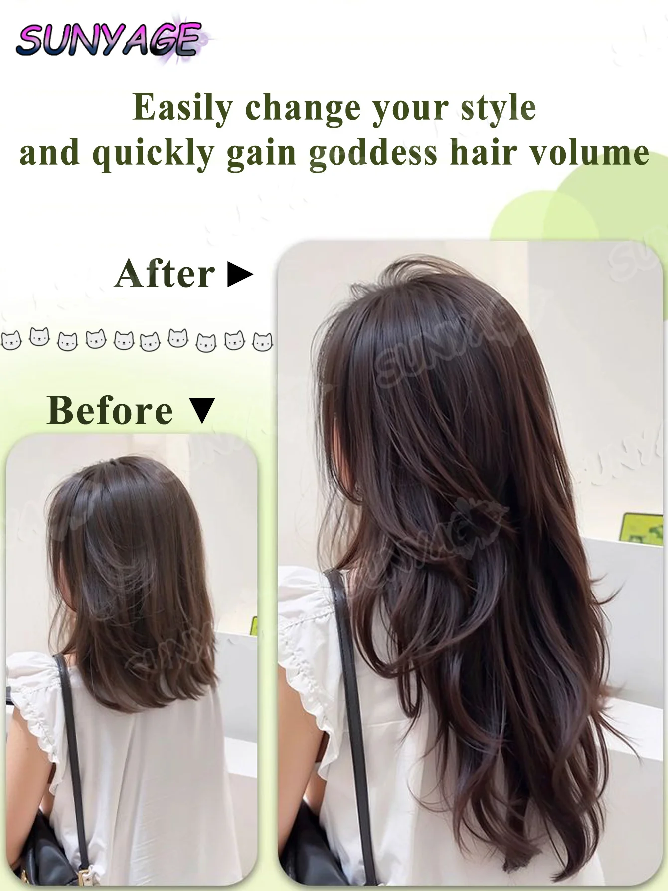 Synthetic Long Wavy Curly 20" Synthetic Hair Extensions 5 Clips Heat Resistant V-shaped Hair Piece Natural Hairstyle For Women - Image 2