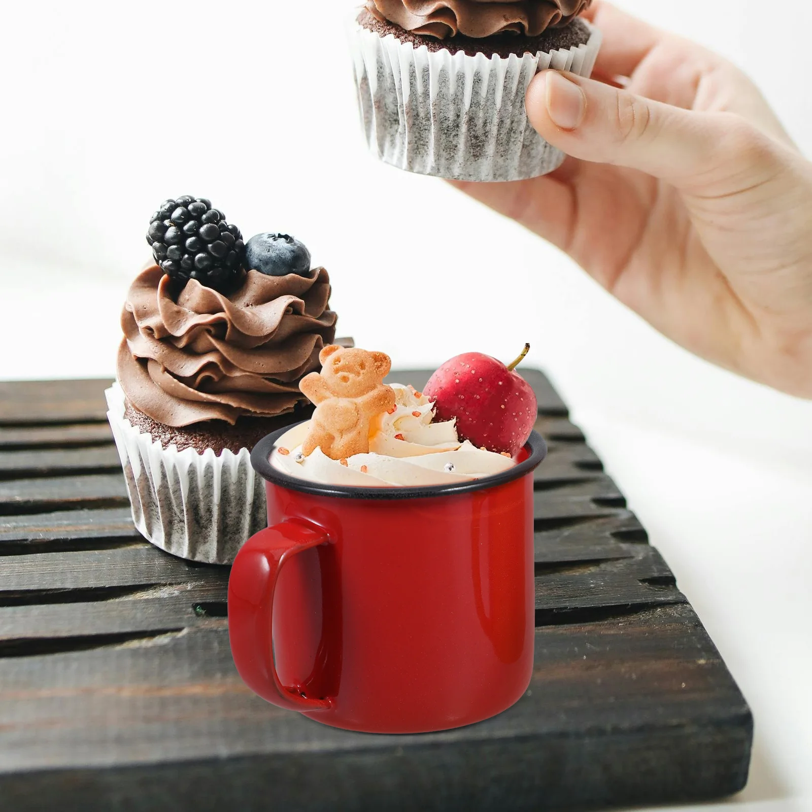 

2Pcs Enamel Drinking Cup Creative Retro Mug for Water Juice Coffee Tea Heat Resistant Flat Base Home Kitchen Bar Hotel