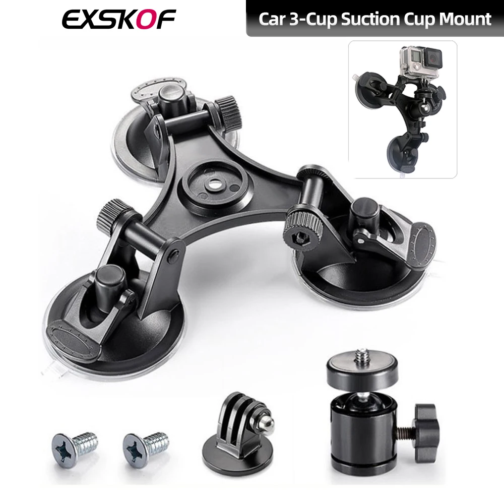 For GoPro 3-Cup Suction Cup Mount Strong Suction Car Suction Cup For GoPro Hero 13 12 11 10 9 8 Insta360 X4 X3 X2 DJI Action 4 3