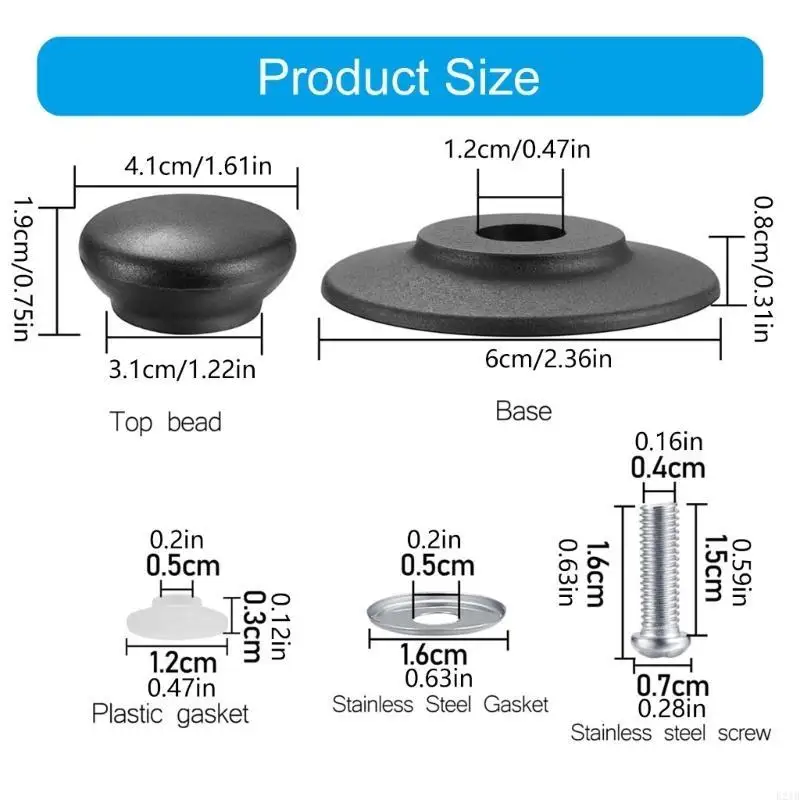 E21B 4Pieces Practical Pot Lid Handles Home Accessory Easy Installion Designs for Most Kitchen Cookware Lid Household