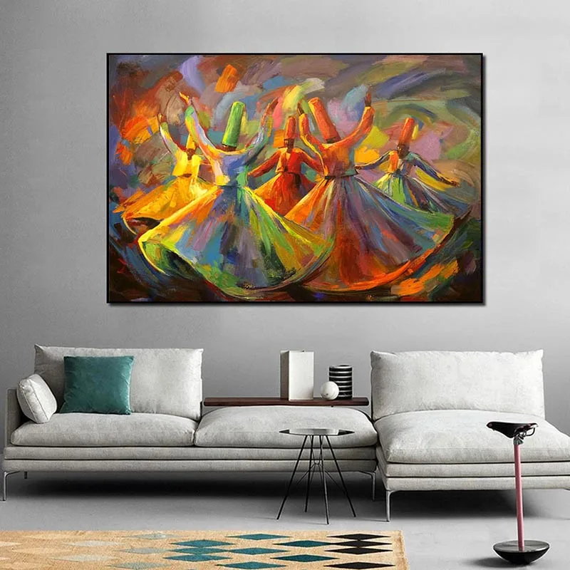 Sufi Whirling Dervish Canvas Poster Prints Islamic Muslim Egypt Canvas Wall Art Pictures for Living Room Home Decoration