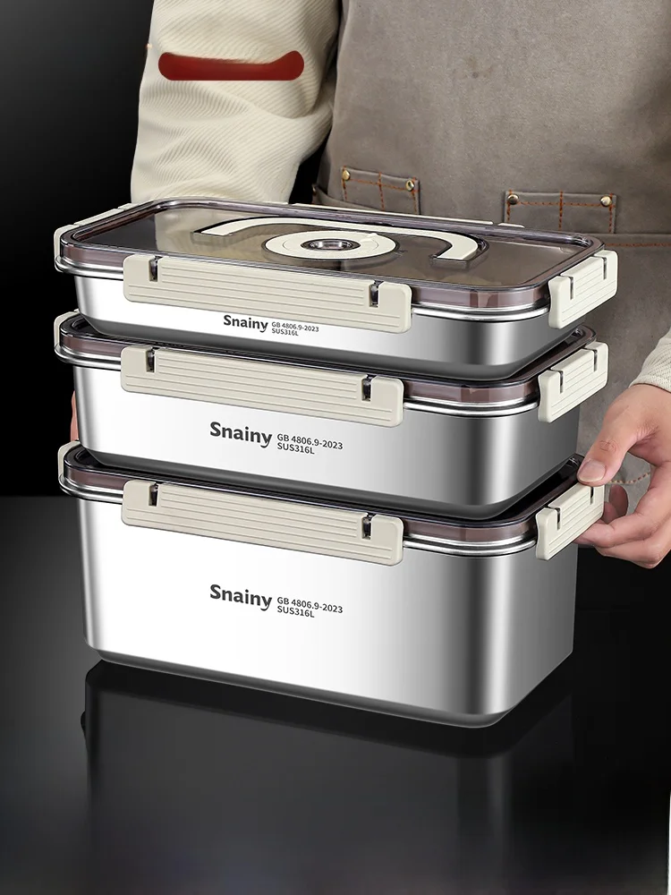 

Большая прямоугольная коробка для хранения Sed Capaci 36, ручной контейнер Frie Food ade из нержавеющей стали с крышкой, коробка для хранения