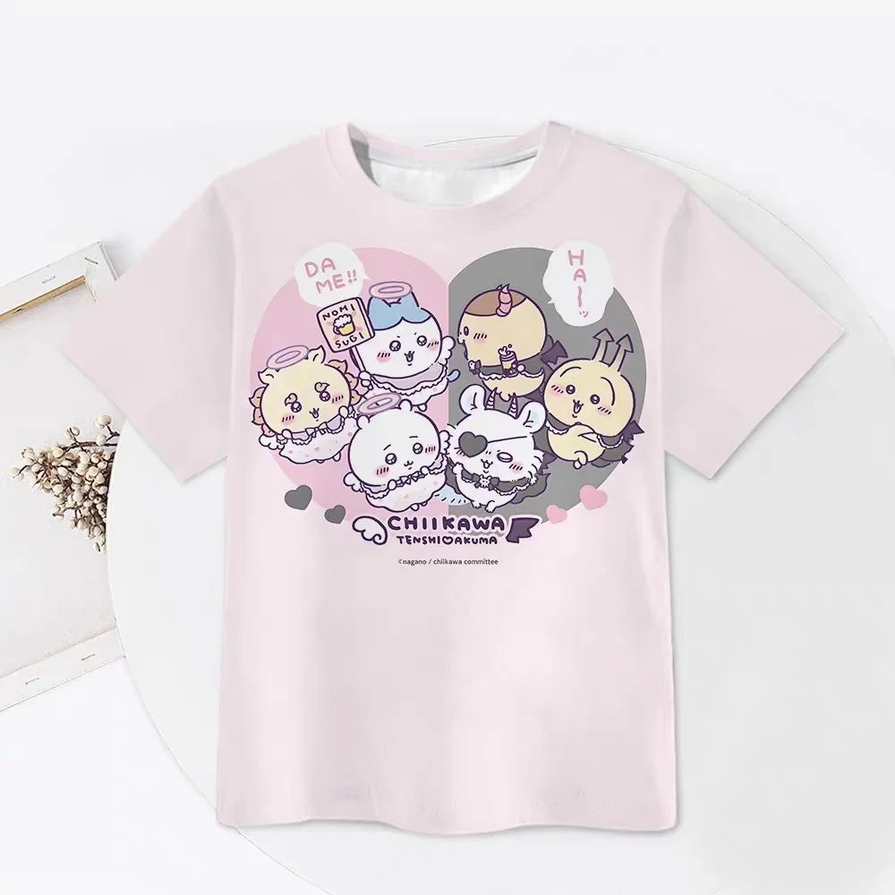 Chiikawa ist überall hier! Weiche, niedliche Cartoon-3D-Print-T-Shirts für Erwachsene Paare, Sportliche Freizeitkleidung, atmungsaktiv, kurze Ärmel, Familien-Matching – Detail 9