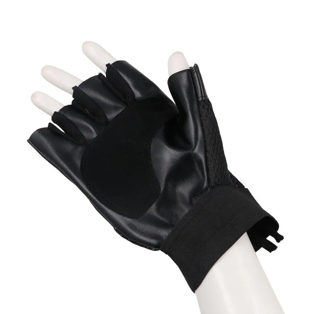 Driving Biker Anti-slip Punk PU Leather Fingerless Motorcycle Gloves Half Finger Gloves Skulls Gloves Cycling Gloves