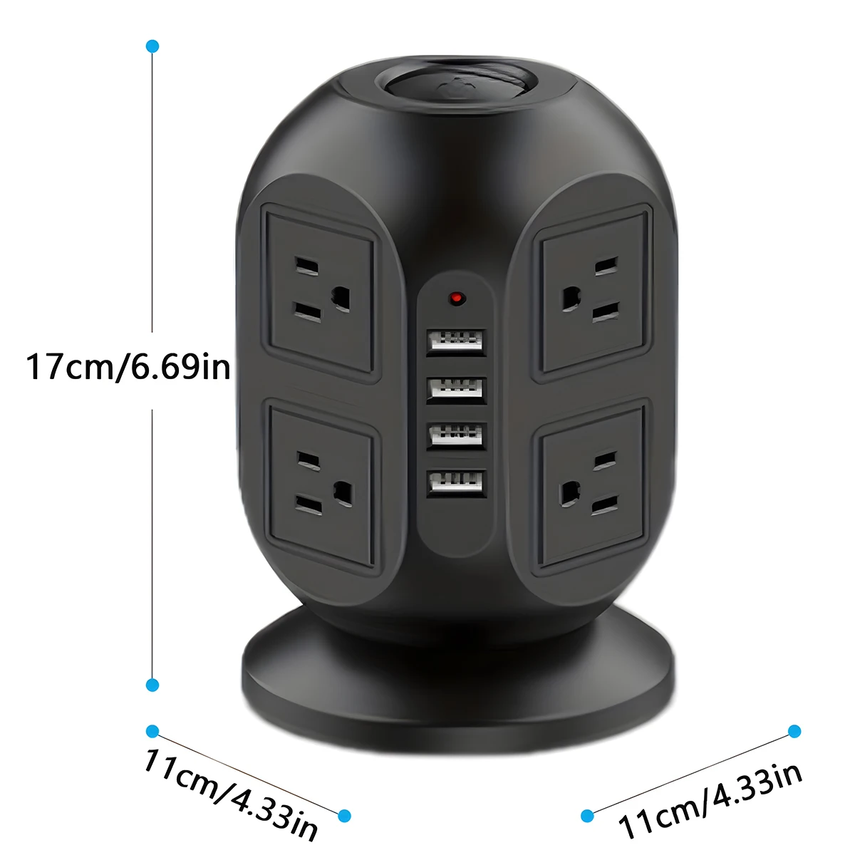 Power Strip Vertical Multiple Socket 8 Outlets 4 USB Port Fast Charging Surge Protector 5.9FT Extenstion Cord US For Home Office