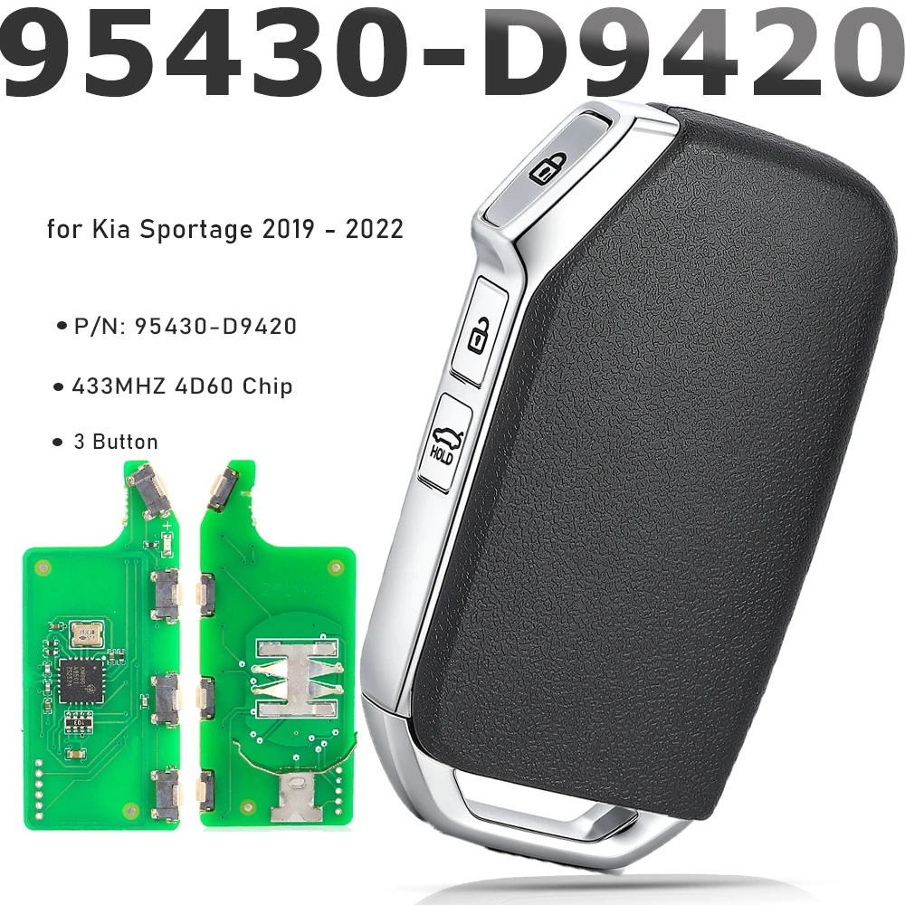 KEYECU P/N: 95430-D9420 D9420 for Kia Sportage 2019 2020 2021 2022 Flip Remote Key 433.92MHz FSK 4D60 CHIP RKE-4F42