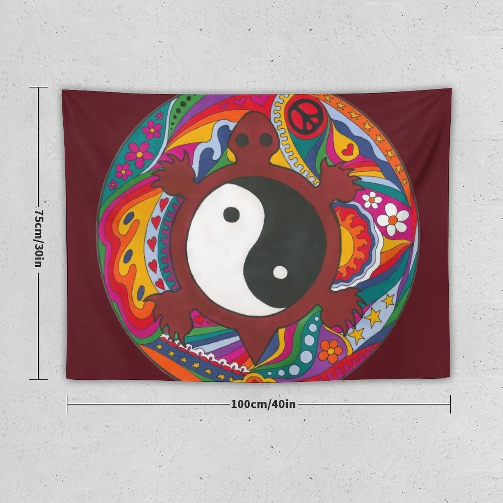 Psychedelic Turtle Yin Yang Tapestry Aesthetic Room Decoration Bedrooms Decor Wall Hanging Wall Room Decorations Tapestry