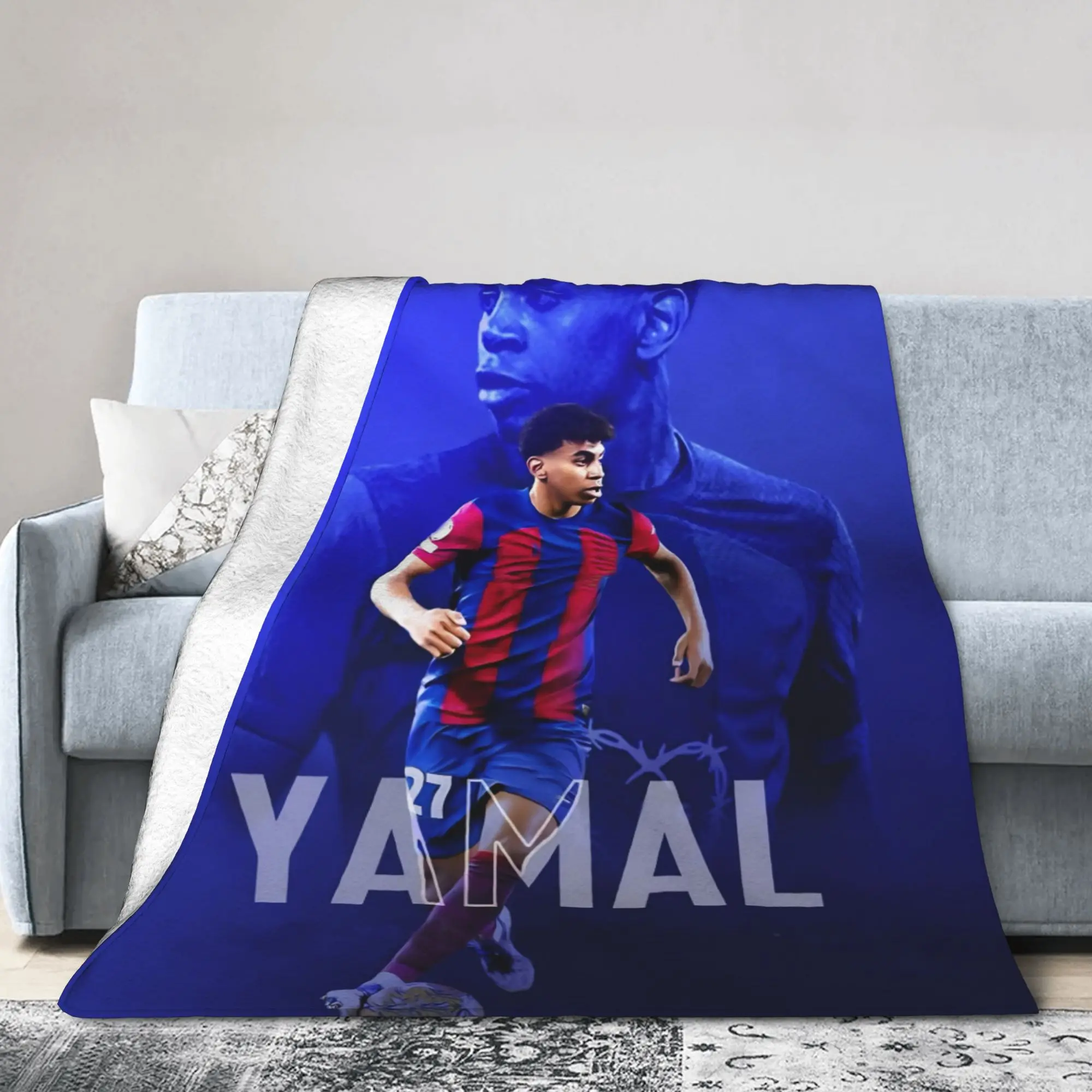 Lamine Y-Yamal Knitted Blankets Football Soccer Fuzzy Throw Blanket Bedding Couch Portable Ultra-Soft Warm Bedspread