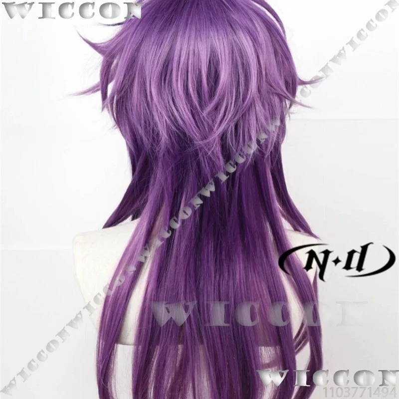 رين لعبة نو: كرنفال بليس شعر مستعار تأثيري الأرجواني الشعر الدعامة رجل إمرأة البدلة هالوين كوس حفلة لعب الأدوار الزي مخصص vm;7;jh8 #4