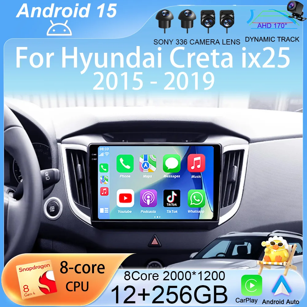 

Android 15 Carplay Car Radio For Hyundai Creta ix25 2015-2019 Navigation GPS Multimidia Video Player 2din Head Unit Stereo