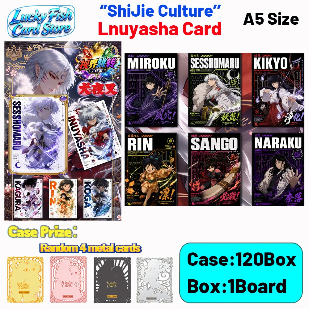 Venta al por mayor 2026 Nuevo ShiJie Creative Studio Tarjetas de Inuyasha, Tableros tamaño A5, Coleccionables de Anime, Regalos para Fans de Personajes