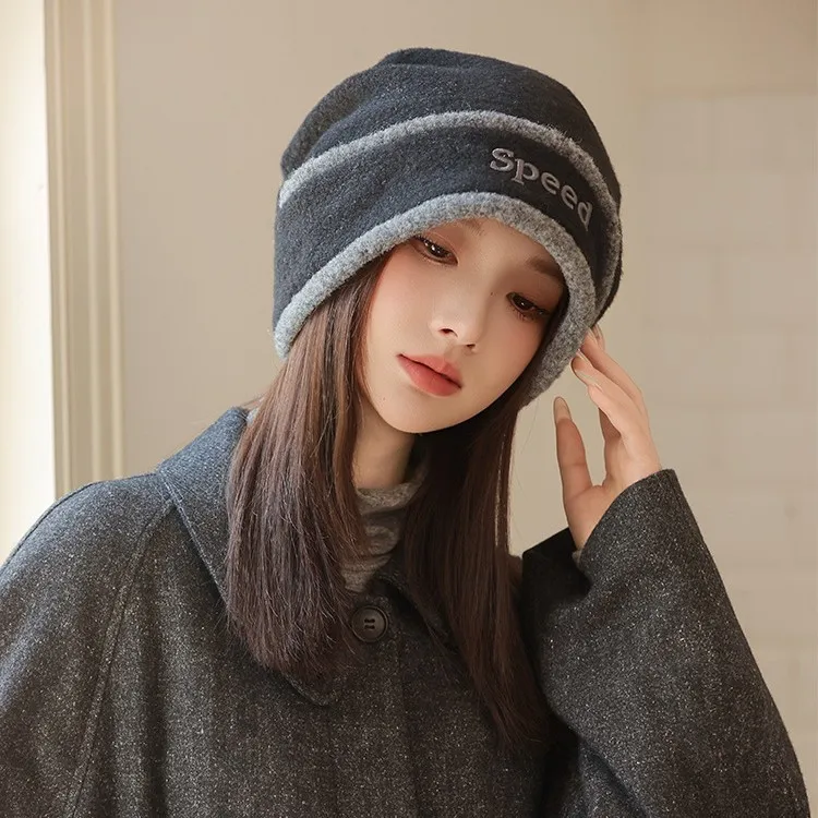 قبعة صغيرة مترهلة مبطنة بالصوف للنساء - قبعة شتوية دافئة للأذن في الهواء الطلق، قبعة تنحيف الوجه ومتعددة الاستخدامات للطقس البارد #3