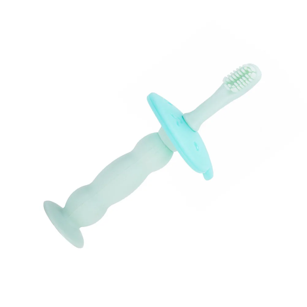 فرشاة أسنان من السيليكون للأطفال شعيرات ناعمة خضراء نفضية على شكل رسوم متحركة لمنع الاختناق ووسادة تسنين لتدريب الأطفال #6