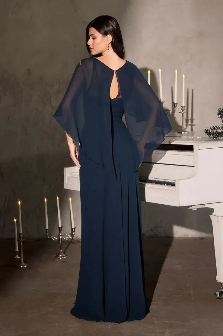 Customized Cap Sleeve Mermaid Mother of the Bride Dress Asymmetrical Neck Bead Wedding Guest Dresses Chiffon Long Attire