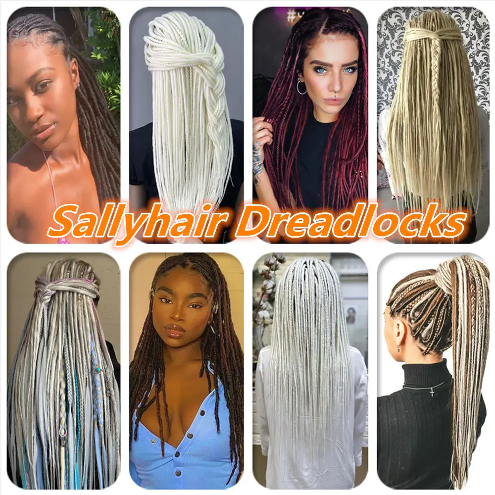 Sallyhair Synthetic Dreadlocks 1 Pack 12strands 20inch Braiding Hair Extensions Crochet Braids Hair White Pink  Black