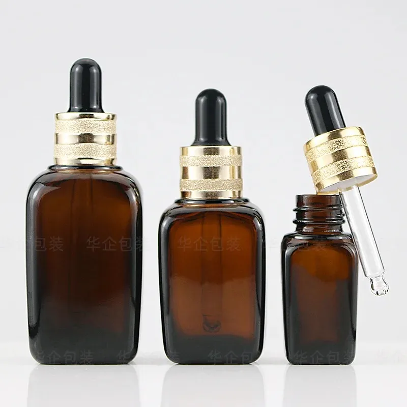 Compte-gouttes en verre ambré HI 10ml-100ml avec compte-gouttes pour les yeux, médecine, pipent, bouteille de parfum