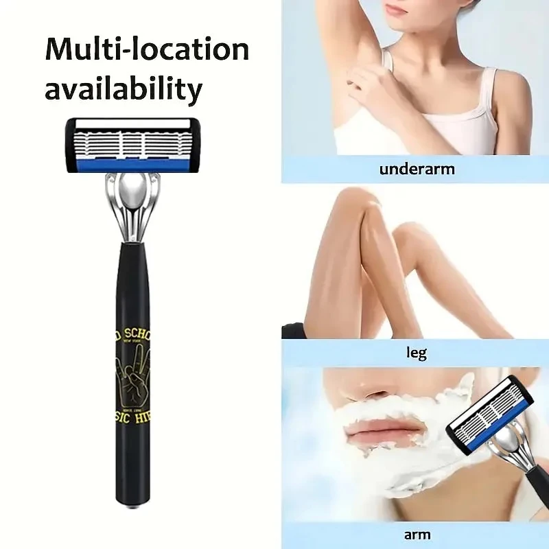 ماكينة حلاقة رجالية مكونة من 6 طبقات، ماكينة حلاقة من الفولاذ المقاوم للصدأ، ماكينة حلاقة يدوية كلاسيكية قابلة للغسل وقابلة للاستبدال، جودة عالية #5