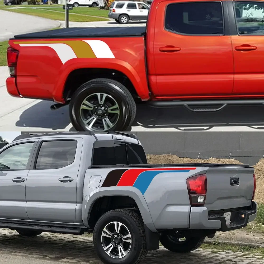 Pickup Trunk Bed Side Stickers For Toyota Tacoma Truck Mudslinger Side Door Colorful Decor Decal Vinyl Cover Auto Accessories