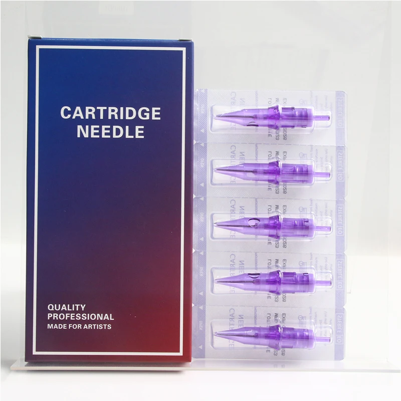 Cartucho de agulhas descartáveis para tatuagem, agulhas de segurança com membrana para micropigmentação, maquiagem permanente de sobrancelha com 10 peças