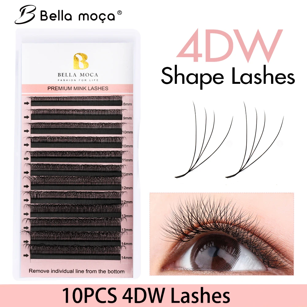 10PCS Bella Moca 4D-W Shaped Lashes Lashes 8-14mm 4D W Shaped Eyelashes Extension Cilia YY Shape Lashes Y Eyelashes