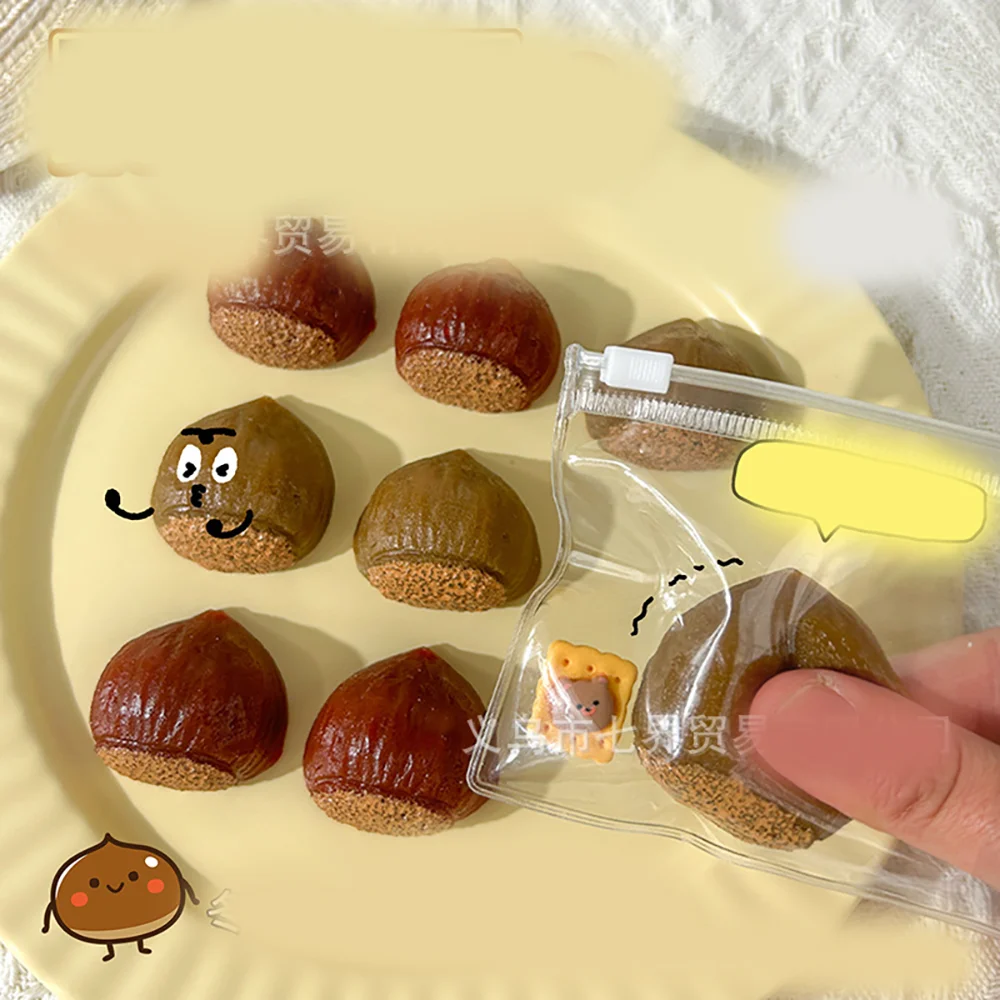 1pc Simulated Random Style Creative Chestnut Pinch To Relieve Daily Stress And Tension Slow Rebound Food Decoration Gift Toys.