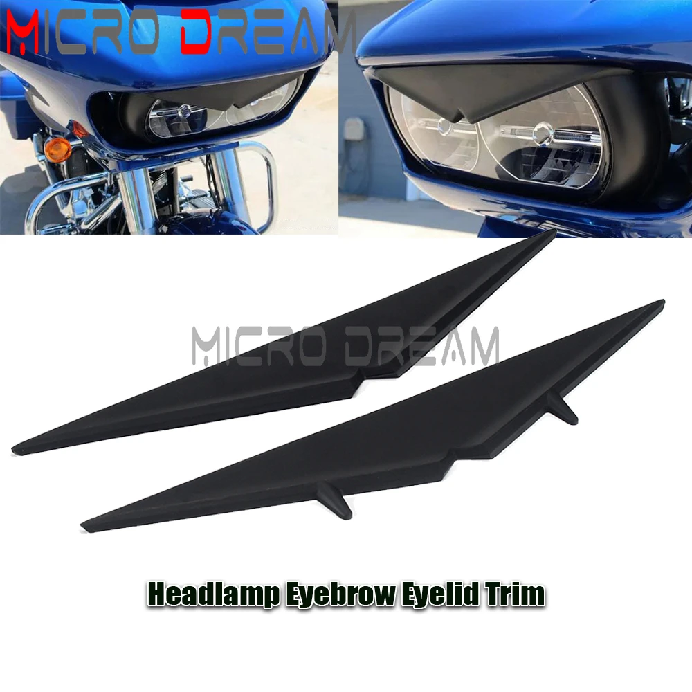 

Motorcycle Front Headlamp Eyebrows Eyelids Trim Strips Trim Cover Sticker Headlight Eyebrows For Harley Road Glide 2015-up 2021