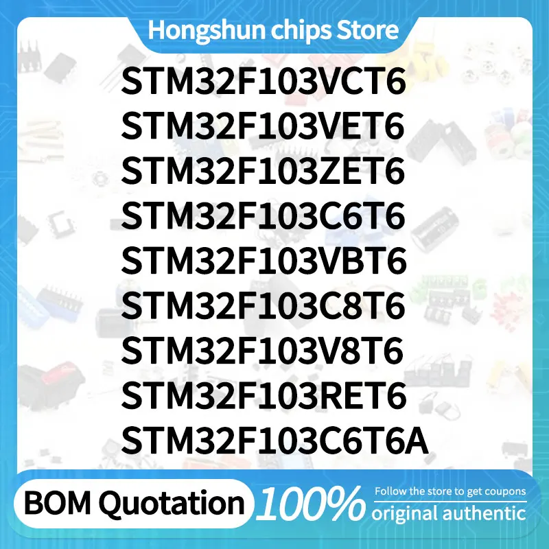 STM32F103C8T6 STM32F103CBT6 STM32F103R8T6 RBT6 RCT6 RDT6 RET6 RFT6 V8T6 VBT6 VCT6 VET6 ZET6 STM32F103C6T6A 현물 상품