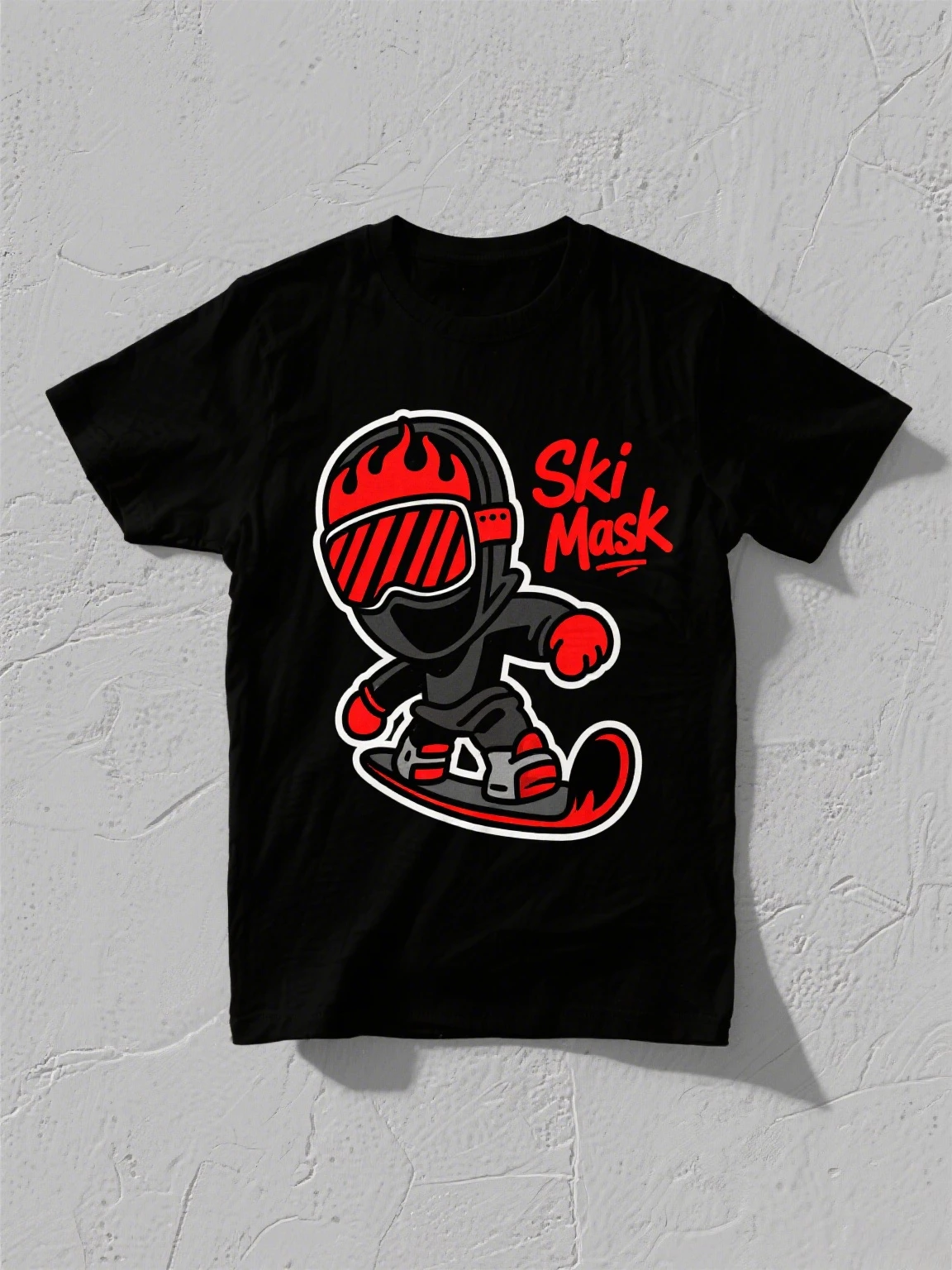 

Goth Harajuku Cotton Tee: Ski Mask Motif – Stand - Out Streetwear for Snowy Adventures Large Size Versatile Comfortable T-shirt