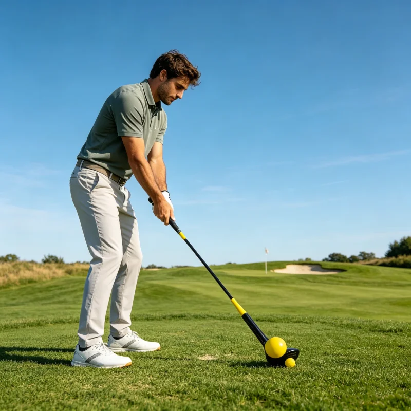 Entraîneur de swing de golf pour droitiers avec tête lestée, manche en fibre de verre, poignée ergonomique – Aide à l'entraînement de la vitesse et de la force pour la pratique intérieure et extérieure