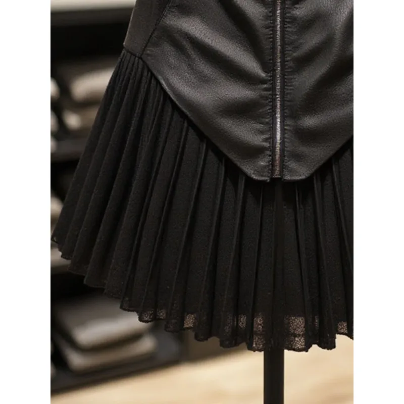 Temperament Spice Girl Pleated Splicing Skirt New Design Sense Fashionable Women's Clothing Beautiful Foreign Style Comfortable